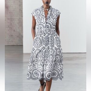 Zara contrast embroidered dress